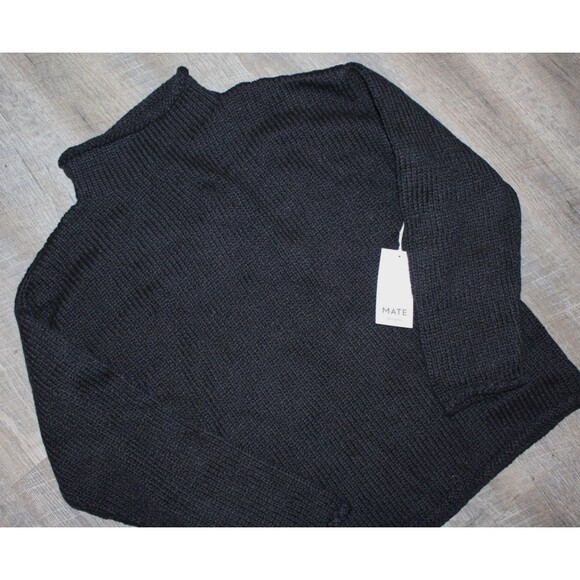 MATE The Label Alpaca Cotton Rolled Neck Sweater Black NWT $218 - Picture 2 of 7
